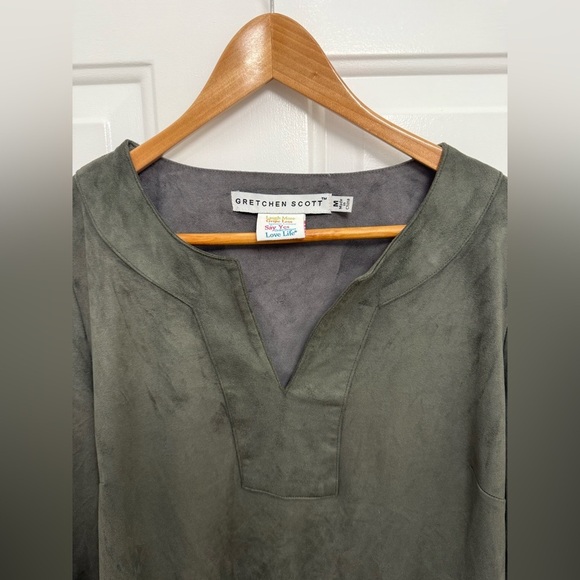 Women’s Gretchen Scott Gray Shift Faux Suede Dress Size M Comfy Casual - Picture 2 of 7